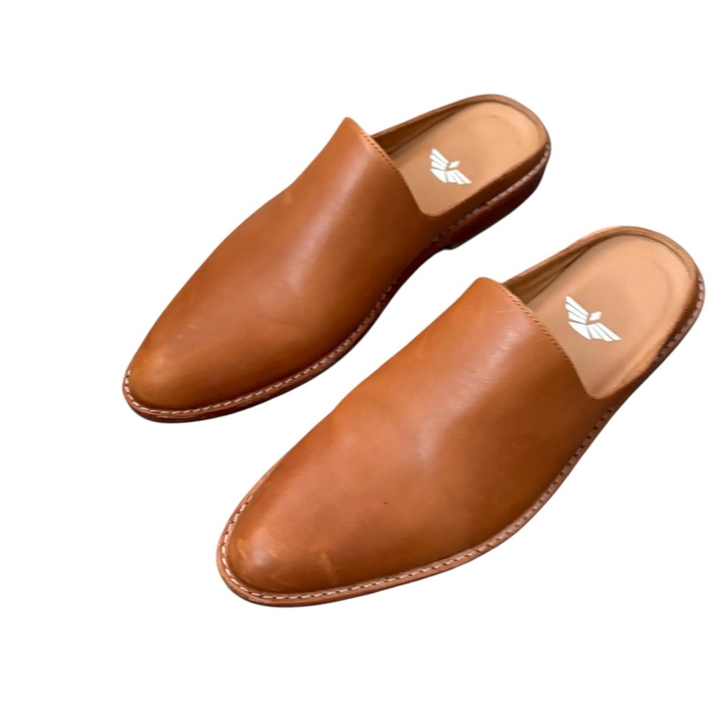 FORTRESS OF INCA Leather Handmade in Peru Adra Mule Slides in Caramel Sz 37